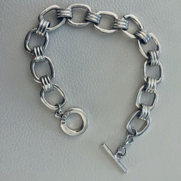 Estate Designer Signed CHAPS Silver Tone Link Chain Bracelets - Picture 4 of 8